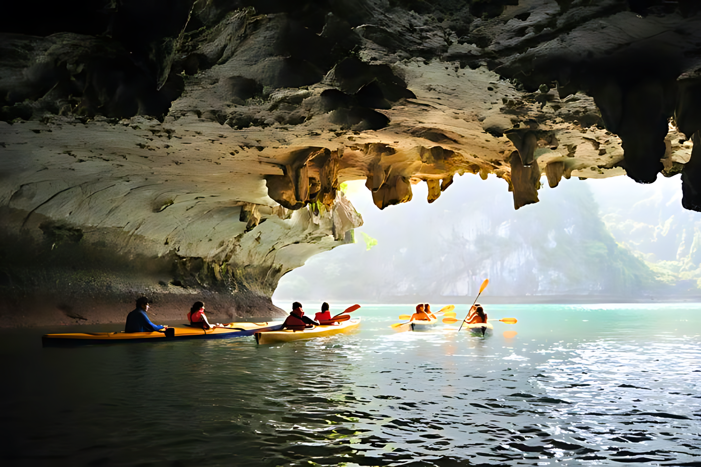 Kayaking through Dark-Bright Cave
