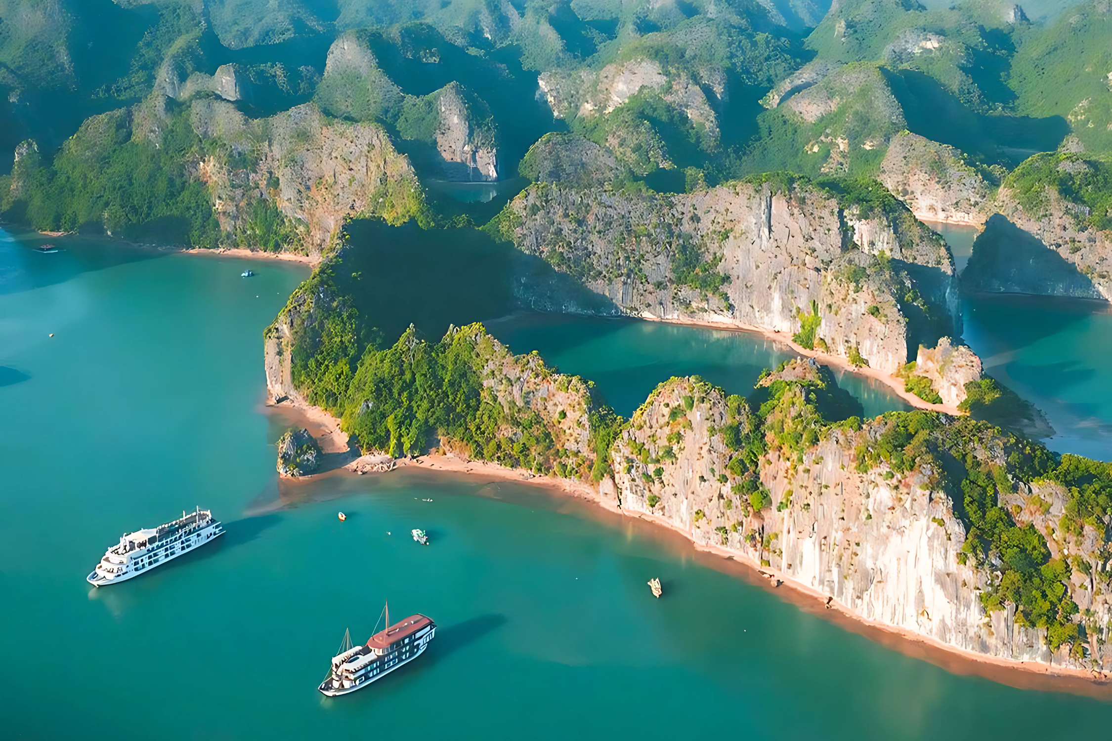 The majestic landscape of Lan Ha Bay, Cat Ba from above