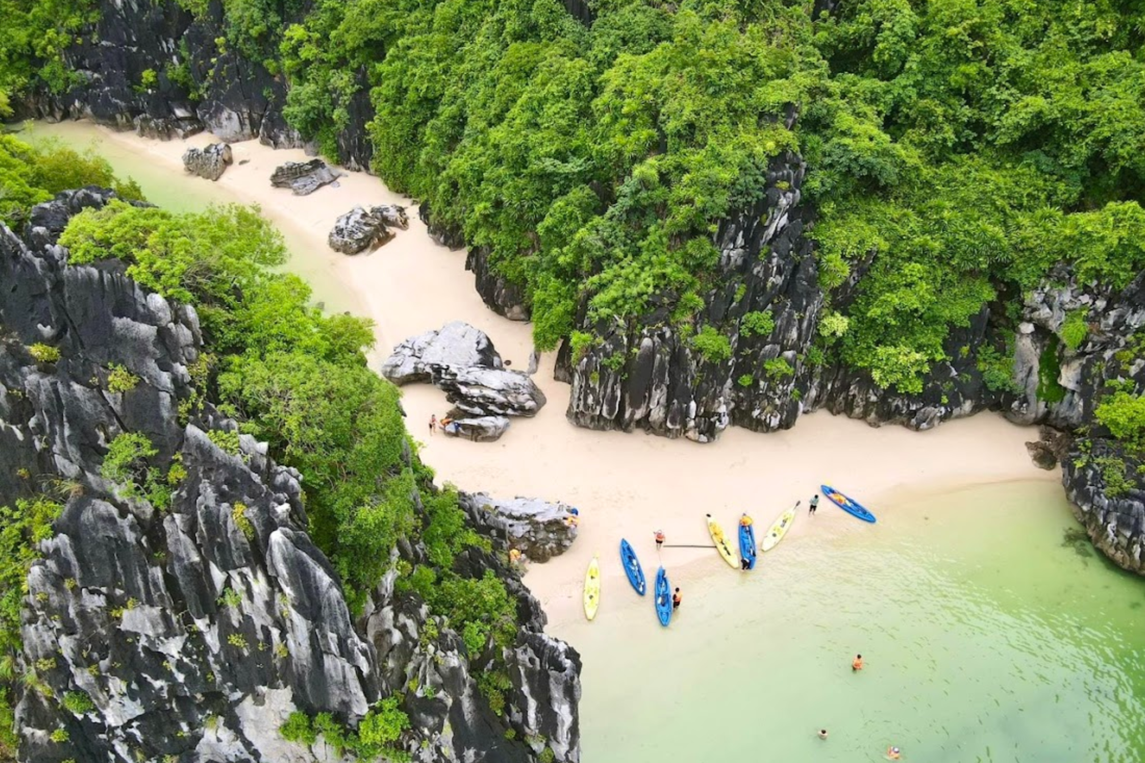 Untouched beach on Lan Ha Bay